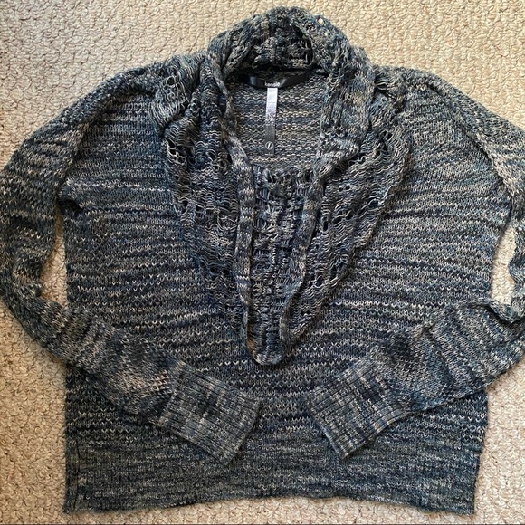 KENSIE Blue Gray Knitted Light Sweater Cowl Neck - Picture 5 of 5